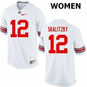Women's Ohio State Buckeyes #12 Brendan Skalitzky White Nike NCAA College Football Jersey Official QPK4344MD